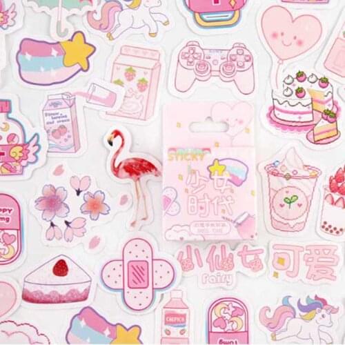 46Pcs/box Cute Diary Stickers Scrapbooking Pink Girl Generation Series Planner Japanese Kawaii Decorative Stationery Sticker