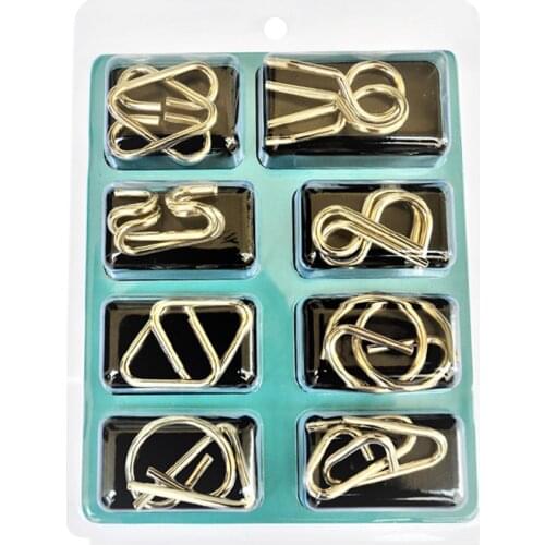 8pcs/set Mind Game Logic IQ Test Brain Teaser Challenges Adult Magic Trick Metal Wire Cultivate Thinking Anti Stress Educational