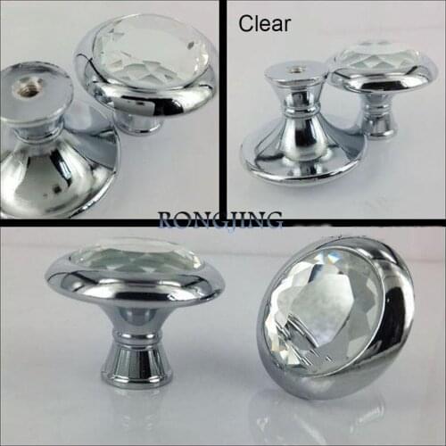 9pcs 34mm Crystal Cabinet Drawer Knobs Furniture Hardware Dresser Glass Handles Closet Wardrobe Pulls Cupboard Shoes Box Knobs