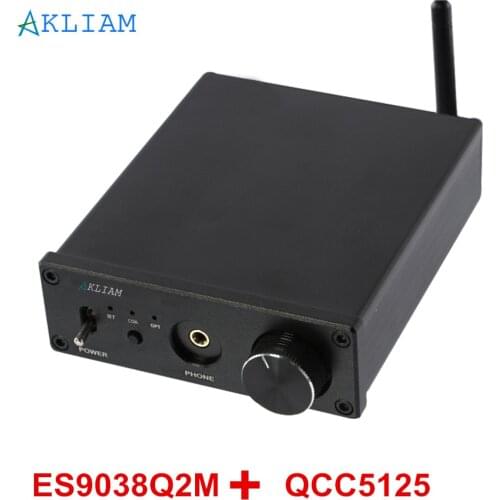 AkLIAM ES9038Q2M Usb DAC QCC5125/CSR8675 Bluetooth 5.0 Converter APTX-HD LDAC HIFI Decoder Headphone Amplifier