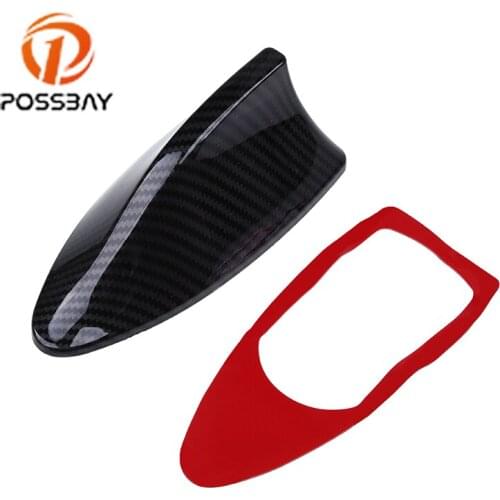 POSSBAY Shark Fin Antenna Car Radio Aerials Roof Decorative Antennas AM FM Signal Universal Imitation Carbon Fiber