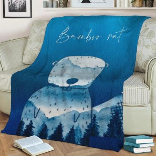 Bamboo Rat Watercolor Flannel Throw Blanket 3D Printed Keep Warm Sofa Child Blanket Home Decor Textiles Dream Family Gift