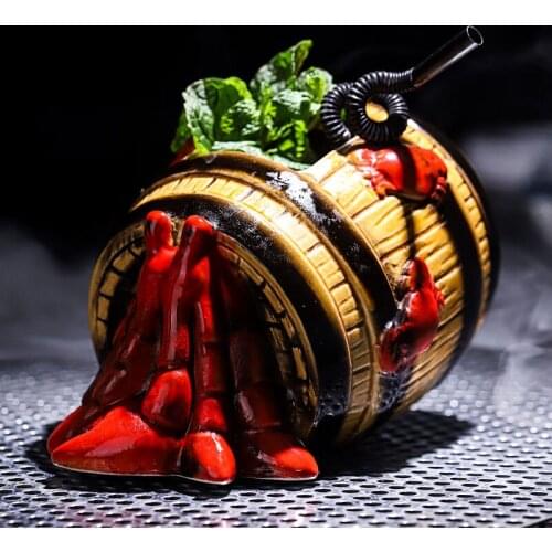 Oak casks Cocktail Cup Beer Beverage Mug Wine Mug Ceramic Great For Cocktail Drink Mask Tiki Mug 570 ml Wine Accessories