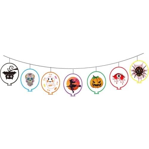 Halloween decor Paper Pull Flag Garlands Craft Supplies Baby Pumpkin skull Wedding Party Home Decoration Bunting