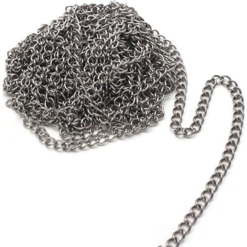 5Meter/16.4ft Stainless Steel Link Curb Chain Cable in Bulk for Necklace Jewelry Chain Accessories DIY Making 4mm