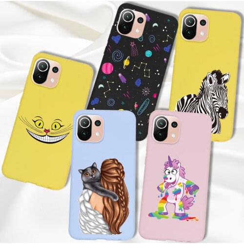 Funda For Xiaomi Mi 11 Lite Case Cover Silicone Candy Color For Xiomi Mi 11 Lite Xiaomi 11Lite Case Bumper Fashion Girl Unicorn