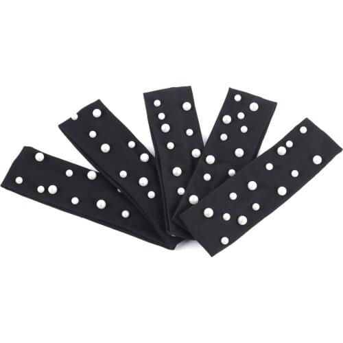 2019 New Fashion Spring Cotton Flat Headband for Baby White Pearls Plain Color Stretchy Elastic Headbands for you Girls