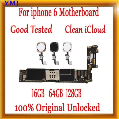 For iphone 6 Original unlocked Motherboard with / without Touch ID for iphone 6 Logic board 16GB / 64GB / 128GB MB Plate