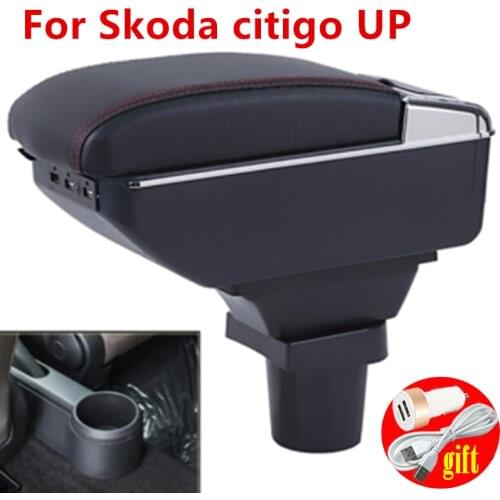 For Skoda citigo UP Armrest box Interior Parts special Retrofit parts Car Armrest Center Storage box with USB LED