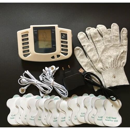 Russian/English Electrical Muscle Relax Stimulator Therapy Massager Glove Sock Bracer 16 Pads Pulse Tens Acupuncture Pain Relief