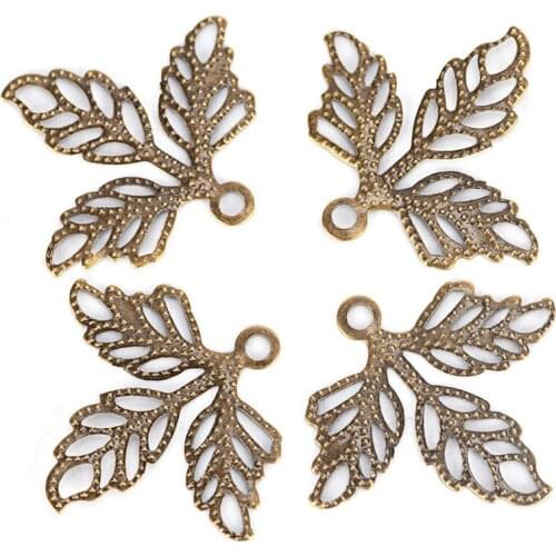100PcsLeaf Filigree Wraps Connectors Metal Crafts Jewelry Making DIY Accessories Handicraft Supplies Gift Decoration Wholesale