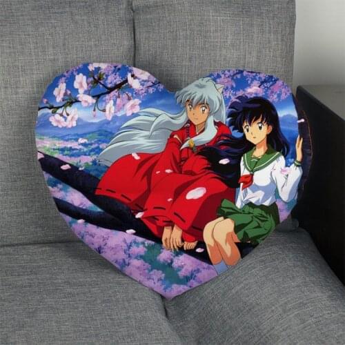 Custom Inuyasha Heart Pillowcase Custom Zipper Pillow Cover Wedding Home Office Decorative 1pcs custom