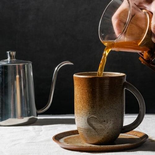 Japanese Style Ceramic Retro Hand-Painted Coffee Mug High-End Breakfast Milk Cup Handmade Pottery Afternoon Teacup Drinkware