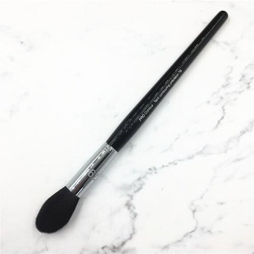 High End Black Long Handle No.79 Pro Precision Contour Brush Natural Goat Hair Blend Highlighter Brush Makeup Flame Shape