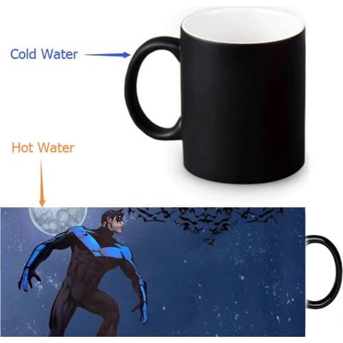 Nightwing Robin Coffee Mugs Mug Heat Sensitive Black Colour Change Magic Tea Mugs White Mug 350ml