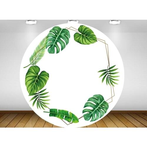 Round circle background Tropical plant leaves Backdrop wedding bride baby shower birthday Party table Covers decoration YY-505