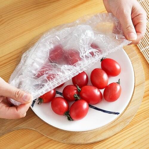 100Pcs Disposable Food Cover Plastic Packaging Flexible Food Cover Fruit Bowl Cup Storage Kitchen Fresh-keeping Bag Meal Cover