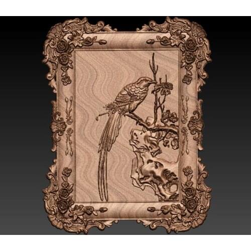 STL Model for CNC Router 3D Printer Artcam Aspire Bas Relief Flower Bird 3d Model