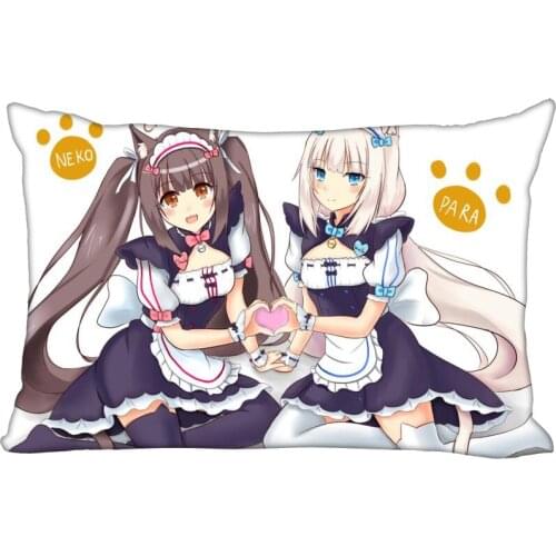 Anime Nekopara Pillow Cover Bedroom Home Office Decorative Pillowcase Rectangle Zipper Pillow Cases Satin Fabric 10-10