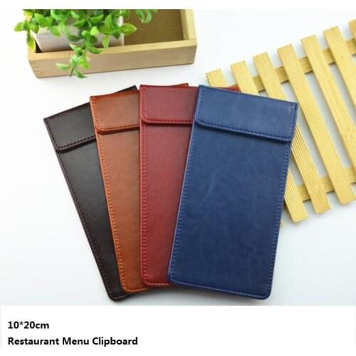 Brand new faux leather A6 10*20cm clip board paper folder hotel restaurant menu writing pad clipboards