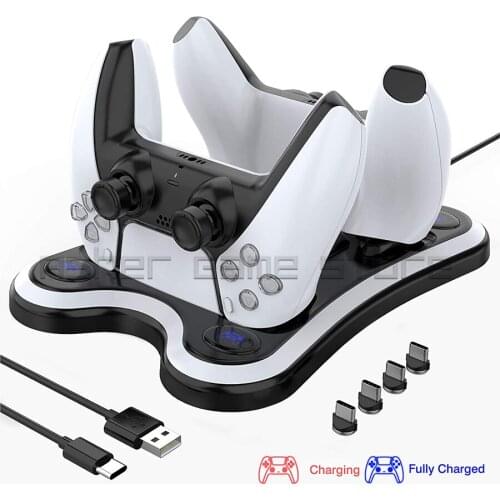 Newest PS5 Dual Controller Fast Charging Station USB Type-C Charger with LED Indicator for Playstation 5 PS 5 DualSense Gamepad