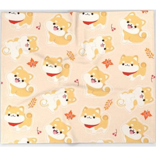 Kawaii Shiba Inu Throw Blanket Portable Soft Bedspread Home Decoration Microfiber Flannel Blankets for Beds