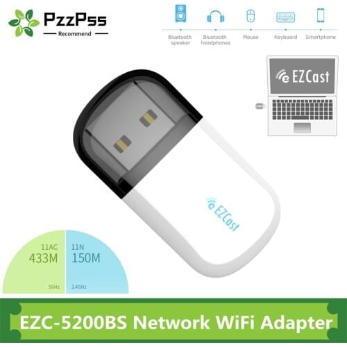 PzzPss EZC-5200BS Lan USB Ethernet Dual Band 2.4G 5G Mini Network WiFi Adapter Wifi Dongle Bluetooth Receiver Network Card
