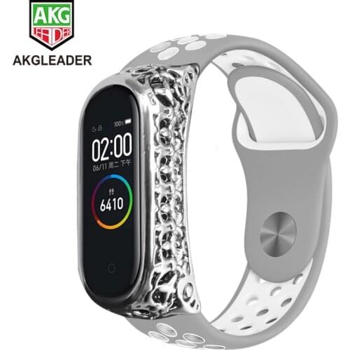 For Xiaomi band 4 NFC Newest Solicone Watch Band Strap+Metal case For Miband 3 watchbands