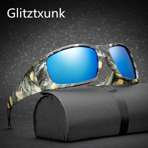 Glitztxunk Men Sunglasses Polarized Night Vision Vintage Camouflage Brand Sports Sun Glasses For Male Black Goggle oculos de sol