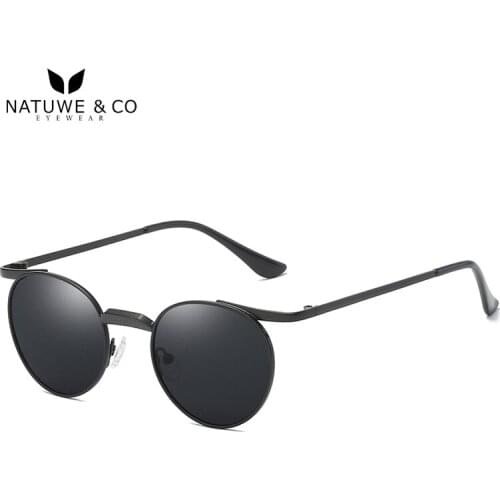 Natuwe&Co Retro Round Polarized Sunglasses Women Men Vintage Metal Smart Size Eyewear UV400 N0980