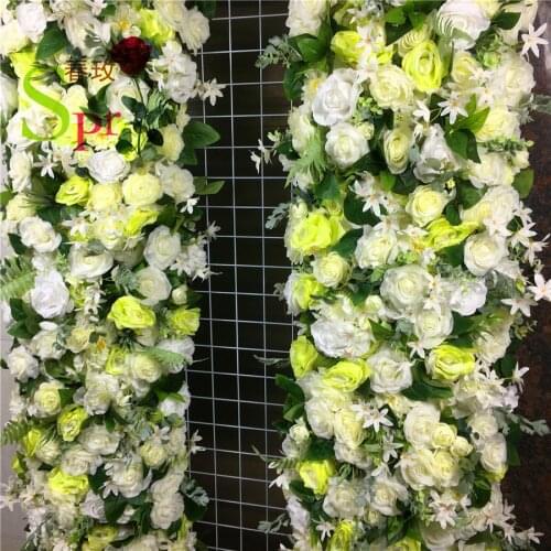 SPR Free Shipping white customized arch design flower 2m/pcs wedding decoration flower wall backdrop table centerpiece floral