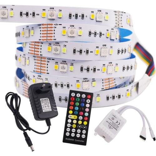 5M LED Strip Light 12V 2835 RGBCCT RGBW RGBWW 90LED/m Waterproof Flexible LED Decorative RGB Tape Lights with EU US UK AU Power