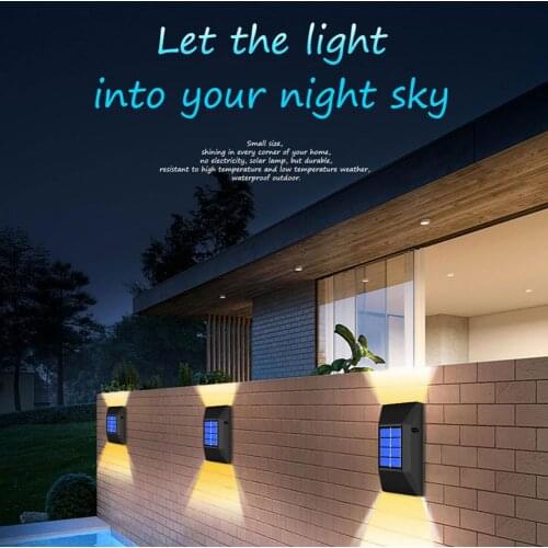 2pcs Solar Garden LED Light IP65 Waterproof Outdoor Courtyard Wall Lamp Rainproof Household Decorative Lighting Warm Cold White