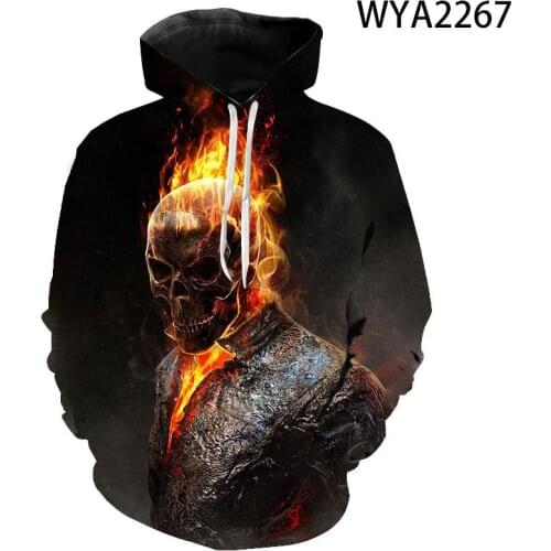 Hot selling Movie Ghost Rider 3D Print Sweatshirt harajuku Style Pullover Horror Skull hoodies Brand men clothing Hoodie jacket