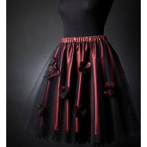 Vintage Black And Burgendy Gothic Skirt With Flower Fpr Sale