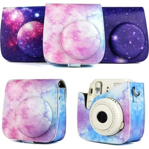 For Fujifilm Instax Polaroid Mini 8 8+ 9 Symphony Camera Bag Starry Sky Color Protective Cover Leather Pouch Carry Camera Case