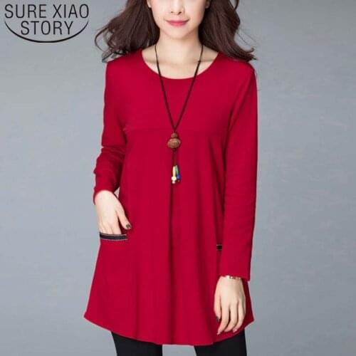 Women blouse tops harajuku women shirts off shoulder top ladies tops Solid women shirts plus size women Pockets O-Neck 3215 50