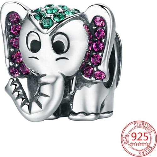 New 925 Sterling Silver Original Pandora Cute Elephant Beads Pendant Lady Festival Jewelry Gift Charm Fit DIY Bracelet&Bangle