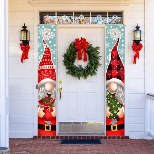 1set Christmas Decorations for Home Merry Christmas Couplet Banner Party House Door Porch Hanging Flags Sign Decoration Supplies