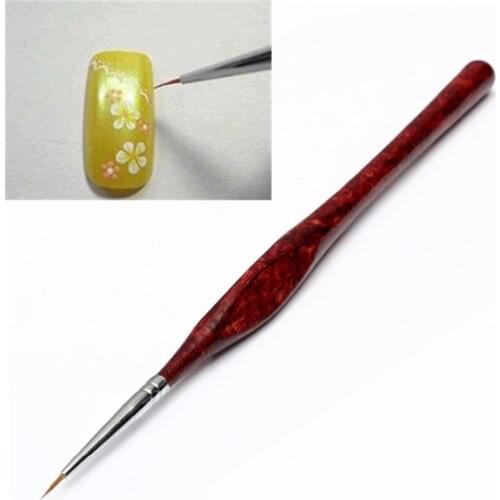 YZWLE 1 PC Professional Nails Pen Wood Handle Sable Nail Brushes Styling Tools Drawing Painting Brush Pen For Nails 09