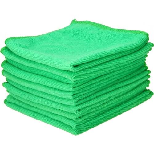 10pcs 25*25CM Soft Microfiber Clean Towel Absorbent Wash Cleaning Polish Car Towel Home Clean Duster Cloths Green