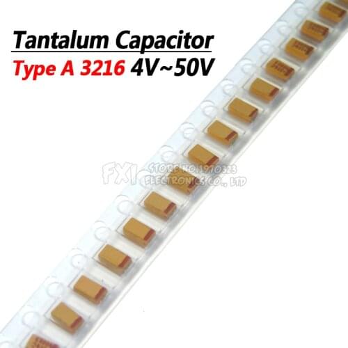 10pcs Type A 100UF 0.22UF 1UF 4.7UF 10UF 22UF 33UF 47UF Tantalum Capacitor 6.3V 10V 16V 25V 35V 226 336 224 475 106 107 476 105