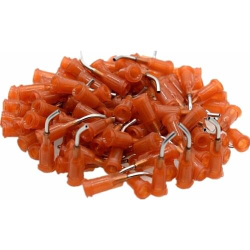 100 Piece Bent Dispensing Needle Tips Glue Sealants 45 degree Bent Tapered Needle Glue Adhesive Dispenser 15G Needles Blunt Tips