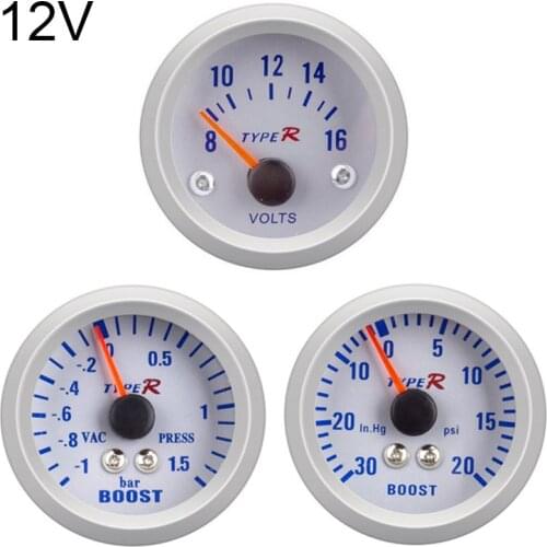2-Inch 52mm Car Voltmeter 12V Vehicle Universal 1.5 BAR Turbo Boost Meter Gauge 20 PSI Silvery White Voltage Pointer Gauge Meter