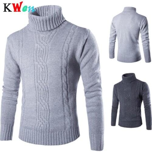 2018 Male Sweater Pullover Slim Warm Solid High Lapel Jacquard Hedging British Mens Clothing Mens Turtleneck