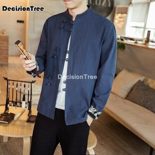 2021 men traditional chinese clothing tops tang suit hanfu chinese shirt style clothes blouse kung fu tai chinese style blouse