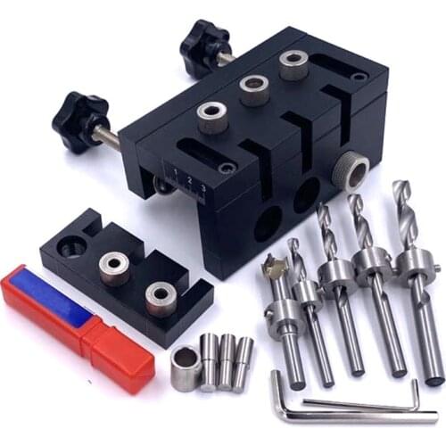 3 In 1 Dowelling Jig Woodworking Joinery Punch Locator Accurate Self Centering Metric Dowel Home Drilling Tools Pocket Hole Jig