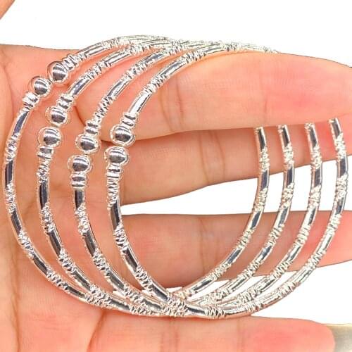 3mm Dubai woman bracelet and bangles Ball Africa Sliver Bangles Indian Bangles White color Middle East Wedding Jewelry Gift