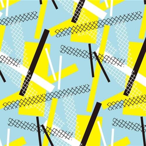 Polyester Four-way stretch fabric for dress color geometric lines pattern custom printing shirt sewing fabric 145cm*100cm