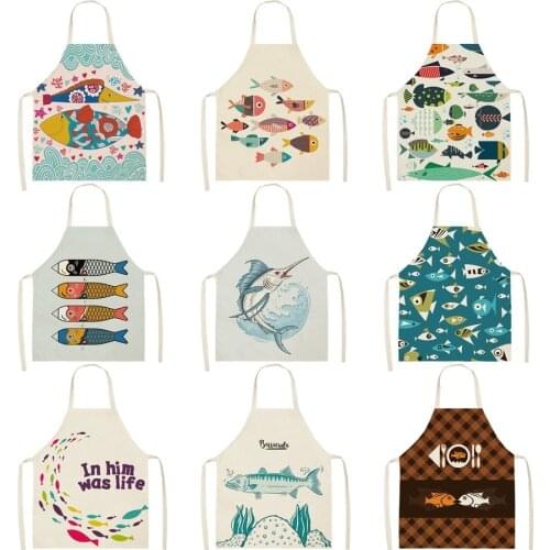 Marine life Small fish aprons Household cleaning Woman kitchen apron master apron cooking accessories master apron Linens smock